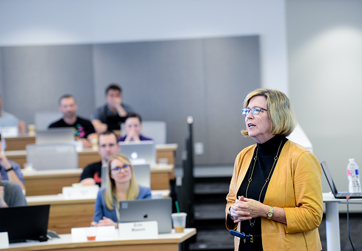 Professor teaching an MBA Class