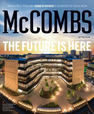Cover of McCombs Magazine showing Rowling Hall
