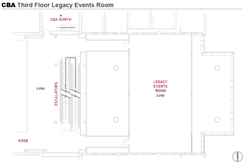 Map of CBA building Legacy Events Room