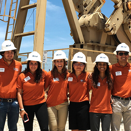 Energy Management students in hard hats