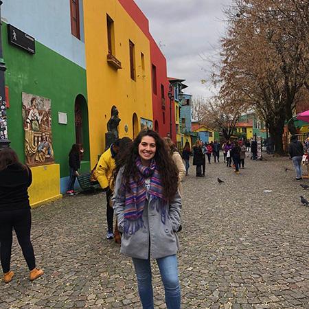 Student Abroad in Colorful Town